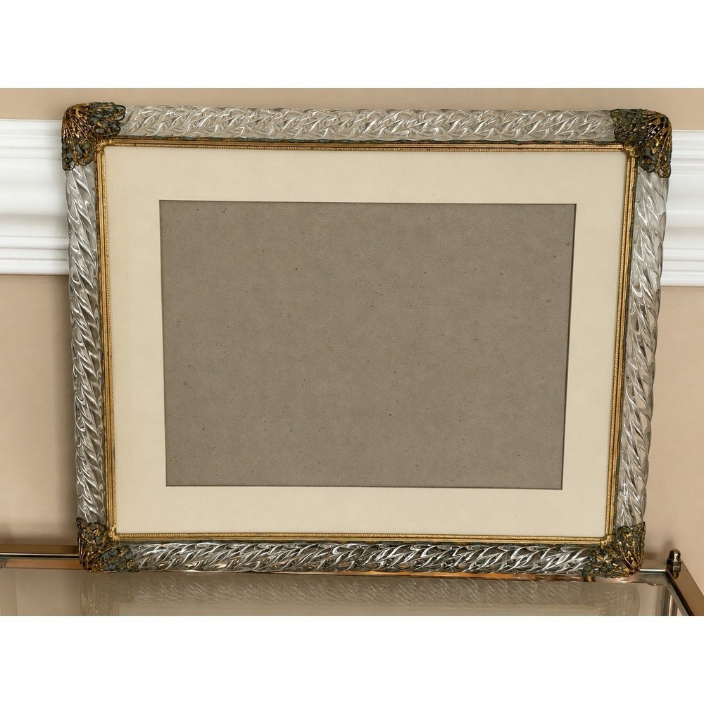 Murano Twisted Glass Rope Brass Picture Frame 11 X 14 Matted 8 X 11